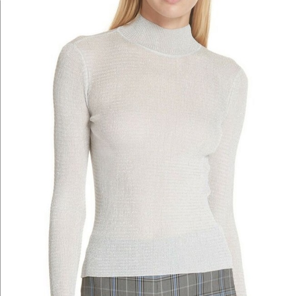 Rag & Bone Raina T-Neck Silver Top size XXS - Picture 3 of 5